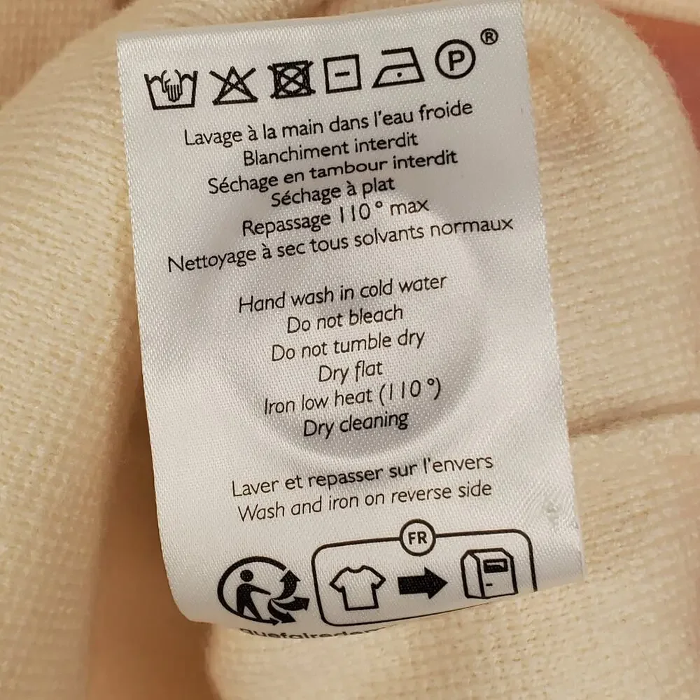 Sezane Betty Merino Wool Cropped Cardigan Ecru Cream Knit Pockets Size Large - Picture 10 of 11